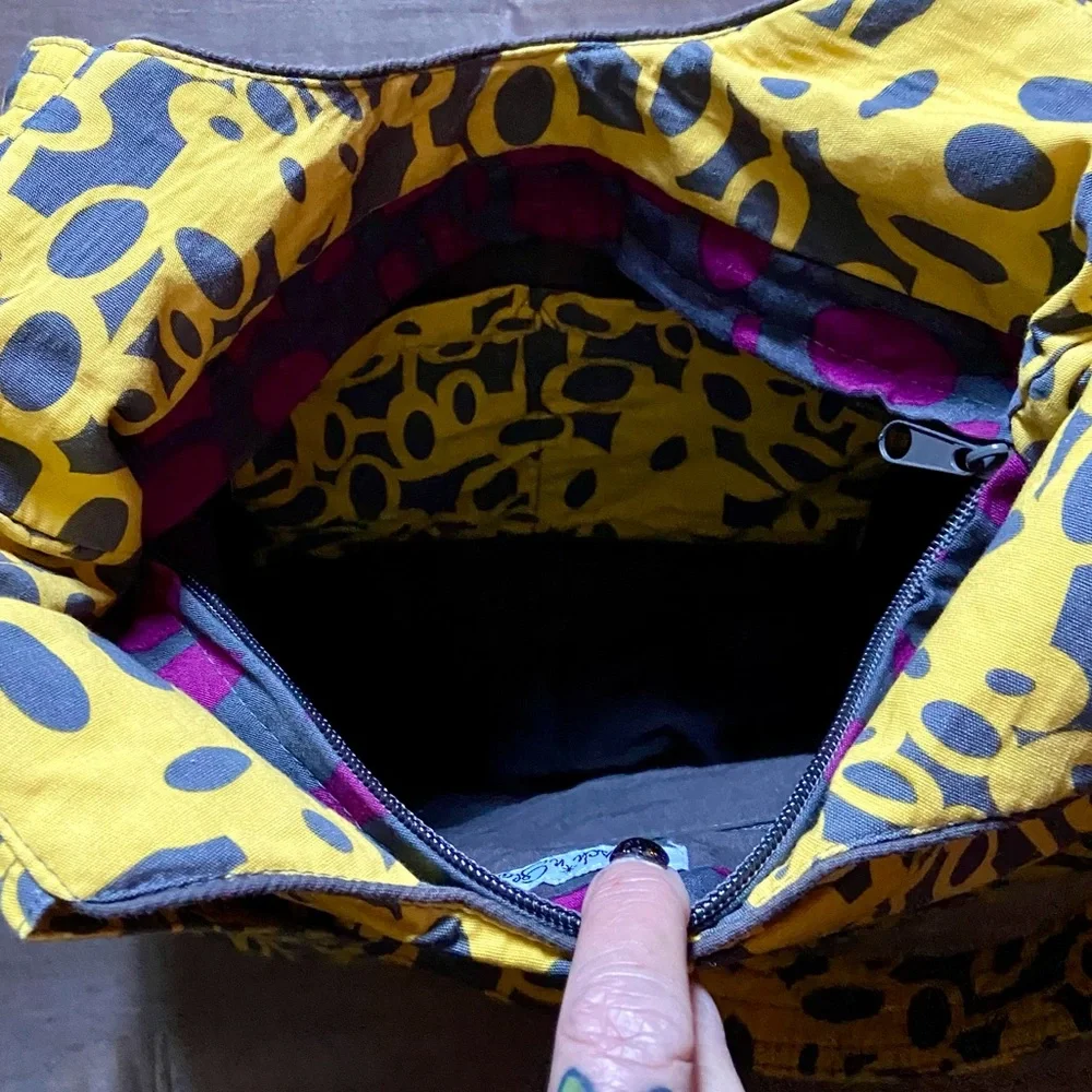 Kitsch 'n Glam Yellow and Gray Abstract Boho Double Strap Purse
